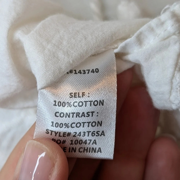 After Market Boho White Cropped Lace Eyelet Flowy Sleeve Top Women Medium - Picture 6 of 10